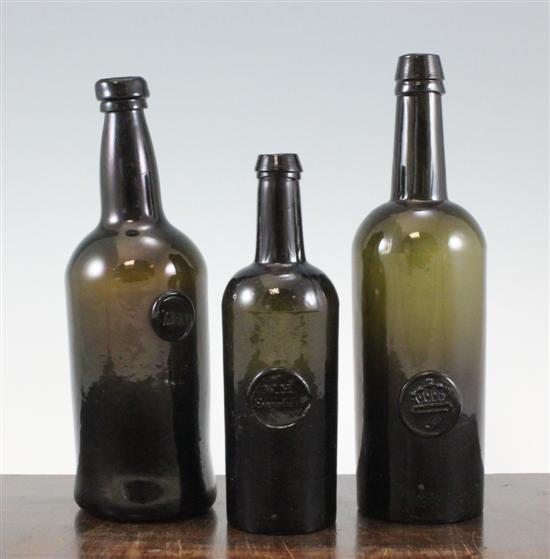 An English black glass sealed wine 1730c2