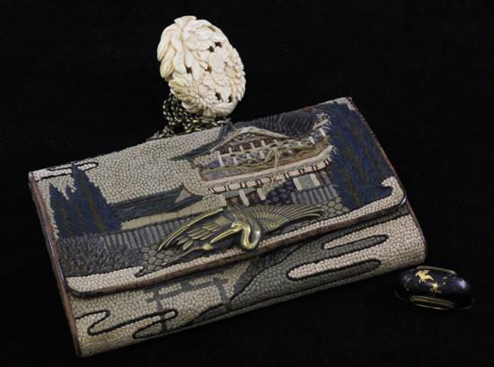 A Japanese embroidered purse and 1730dd