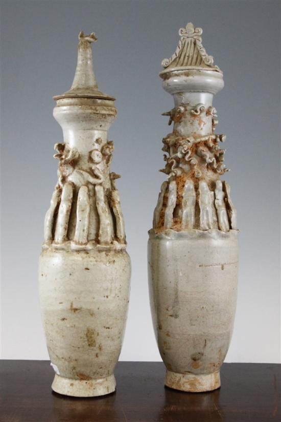 Two Chinese yingqing funerary vases 1730ec