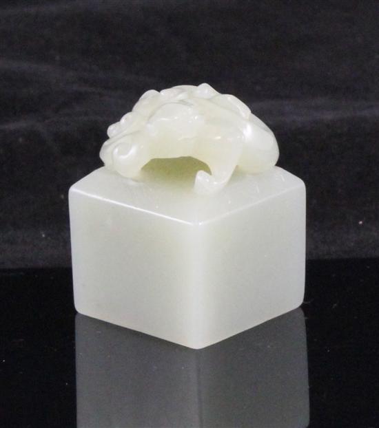 A Chinese celadon jade square seal 17311d