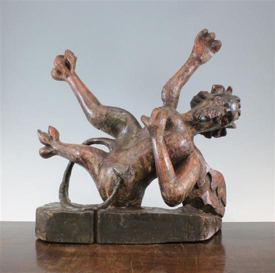 A carved wood figure of a devil 173154