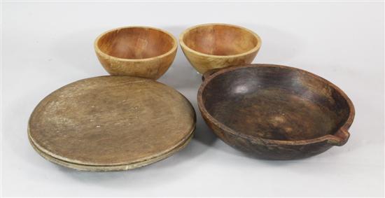 Three wooden dairy bowls one with 173166
