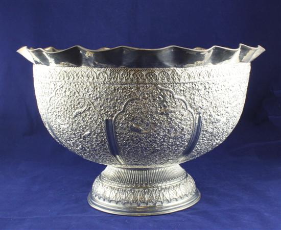 An Indian white metal jardinere