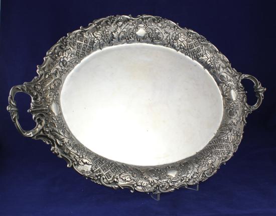 An Indian white metal two handled