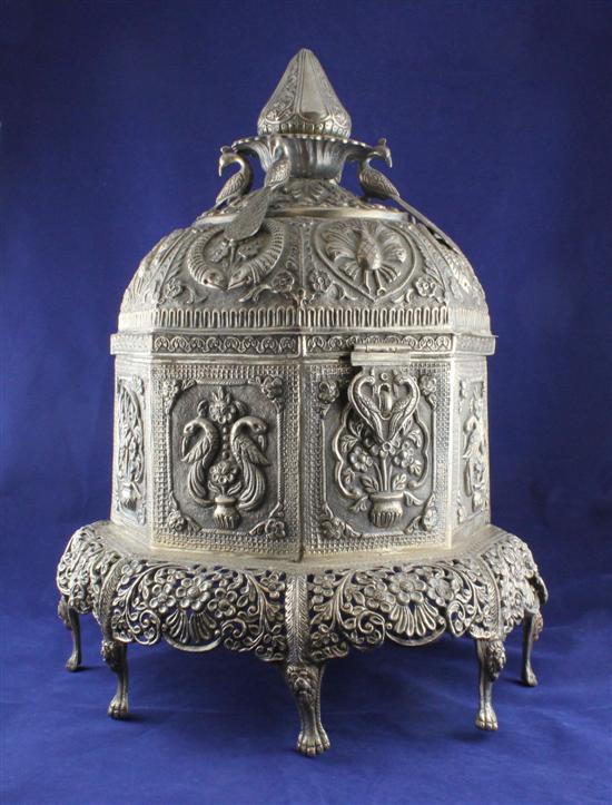 A large Indian white metal turban