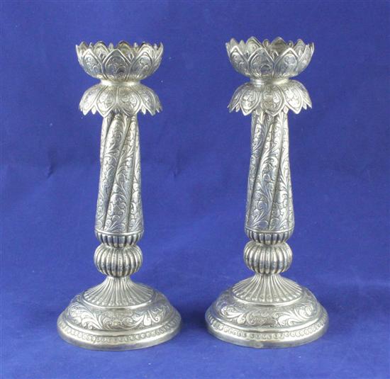 A pair of Indian white metal pricket 170b6a