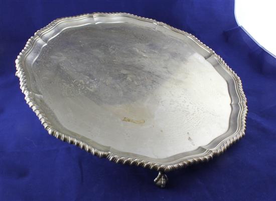 A 1930's silver salver of shaped