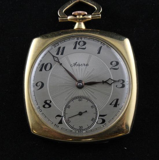 A 1920's 18ct gold Ancre keyless