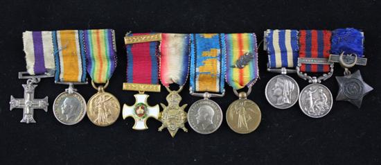 Three medal miniatures groups including