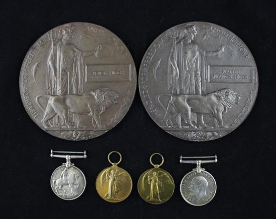 Two WWI groups with memorial plaques 170bb1