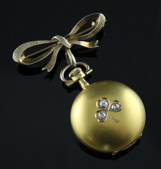 A Swiss 14ct gold keyless hunter