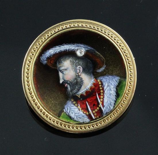 A Continental diamond set and enamelled