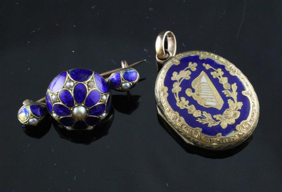 A Victorian enamelled gold locket