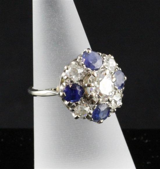 An 18ct white gold sapphire and 170bdc