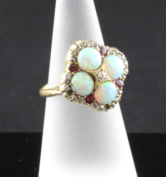 A gold white opal ruby and diamond 170bf5