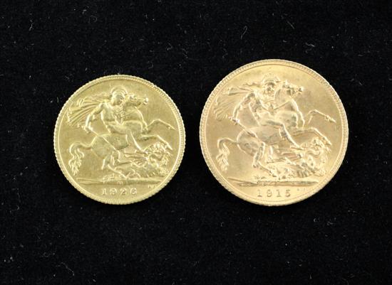 A 1915 gold sovereign and a 1926