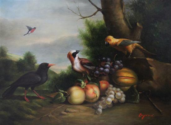 Byron oil on wooden panel Birds 170c36