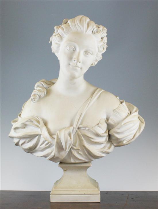 A large biscuit porcelain bust