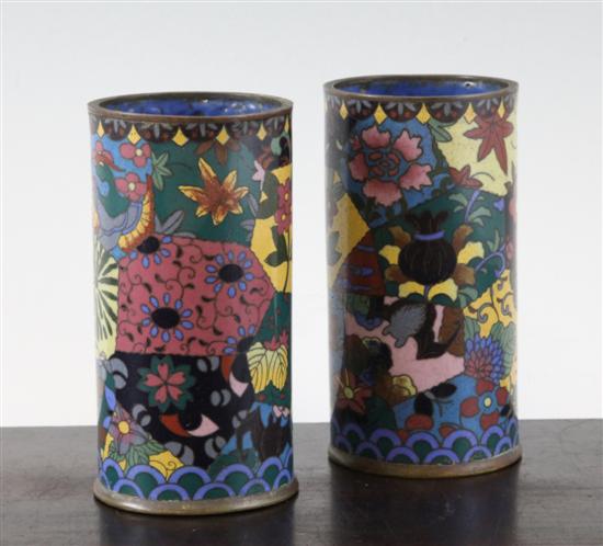 A pair of Japanese cloisonne enamel