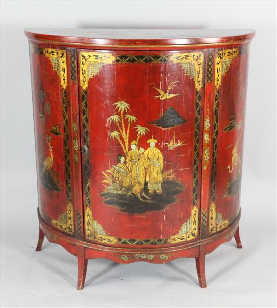 A late 18th century style red japanned