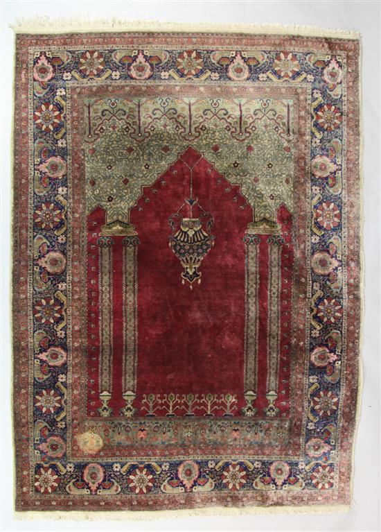 A Persian silk prayer rug c.1880