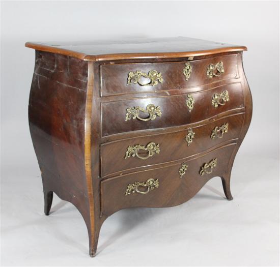 A Dutch mahogany bombe commode