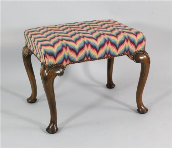 A George II and later walnut stool