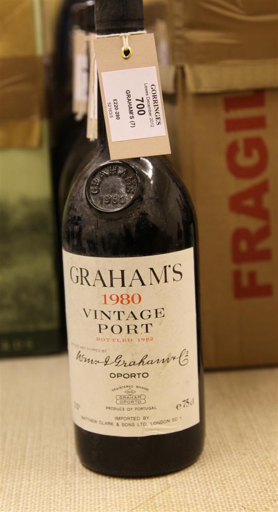 Seven bottles of Graham's 1980