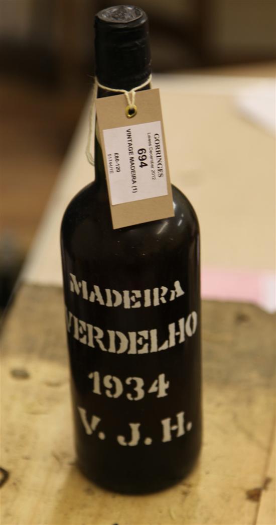 One bottle of vintage madeira Verdelho