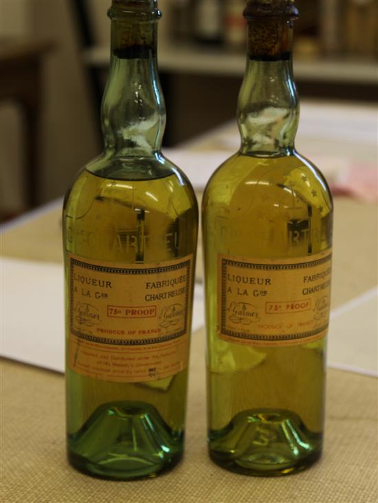 Two bottles of yellow Chartreuse