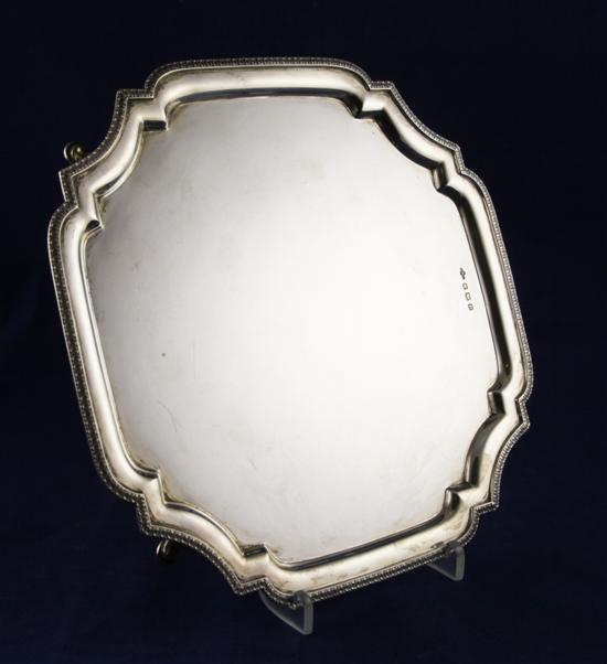 A 1940's silver salver of square