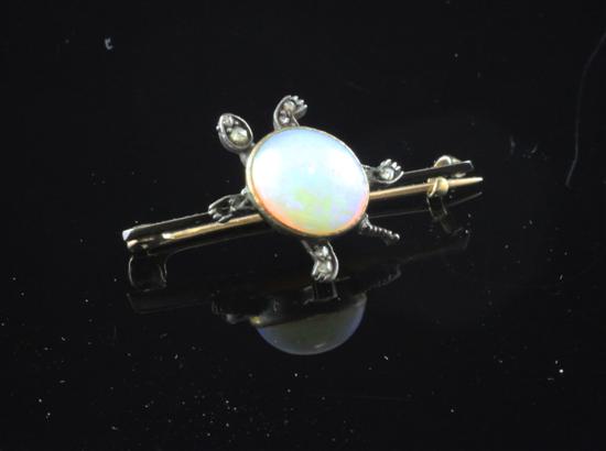 An Edwardian gold white opal and