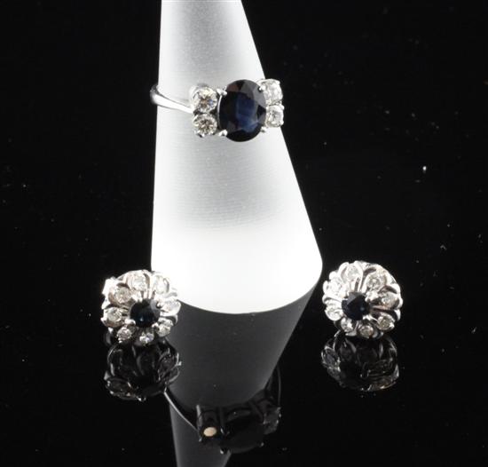 An 18ct white gold sapphire and