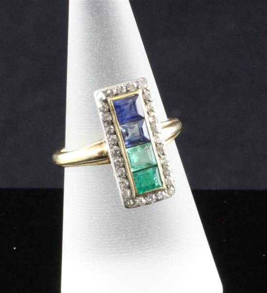 A 1920's gold diamond emerald and