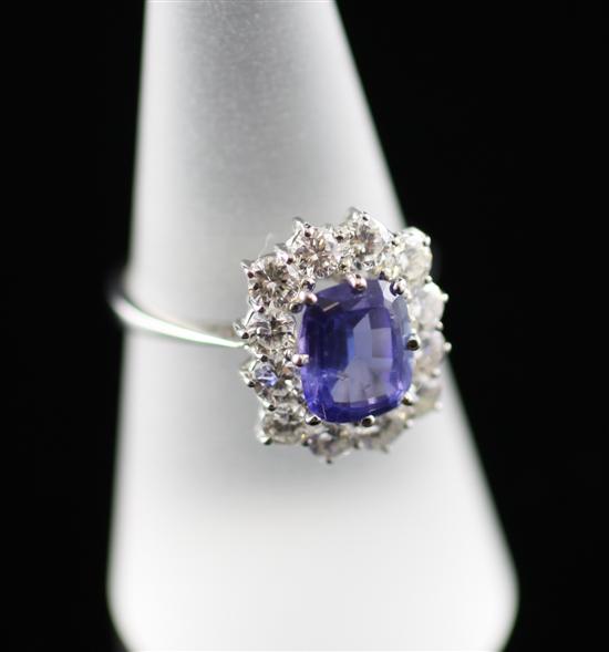 An 18ct white gold tanzanite and