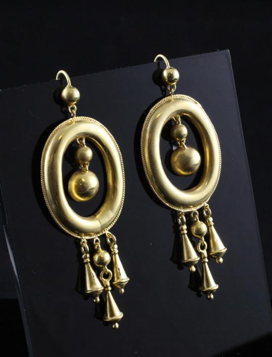 A pair of Etruscan revival gold