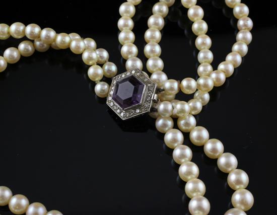 A two strand cultured pearl necklace