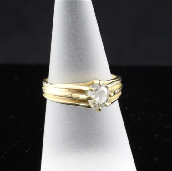 An 18ct gold claw set solitaire 170feb