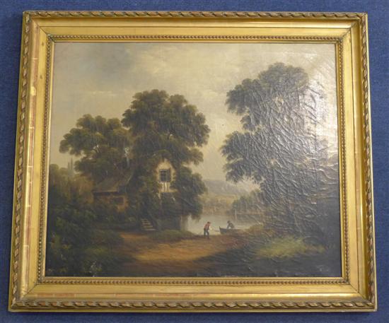 Norwich School oil on canvas Wooded