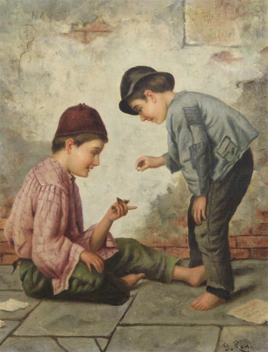 G Lodi oil on canvas Street urchins 171022