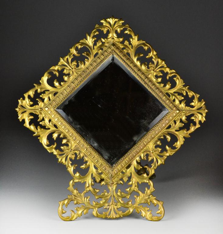 Antique Brass Bevelled Mirror and