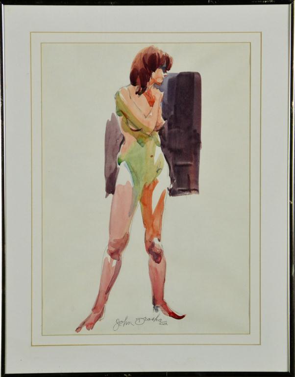Watercolor of Standing Nude by