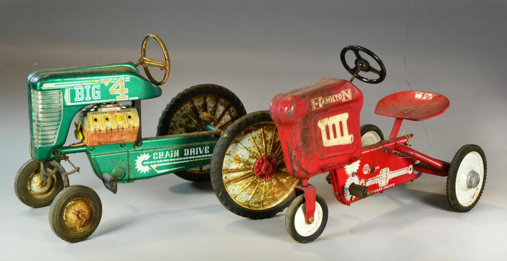(2) Antique Pedal Car TractorsTo include