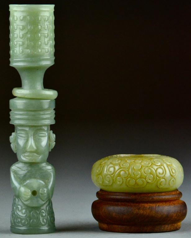  2 Chinese Carved Jade Figural 17114b