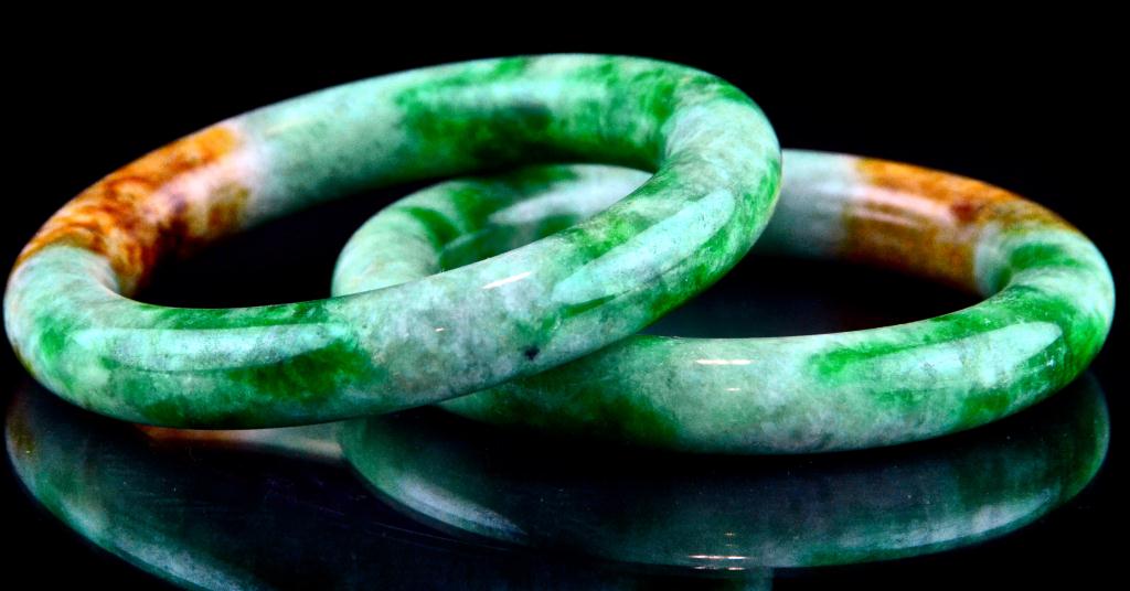 Pair of Jade/Jadite Spinach Green