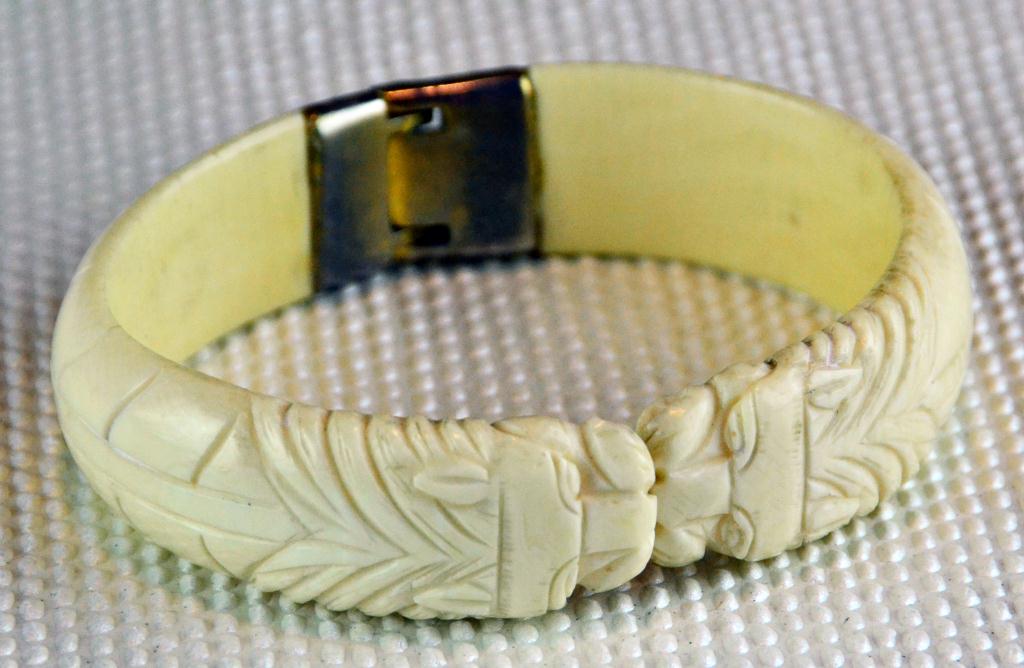 Chinese Carved Ivory Bangle BraceletCarved 171169