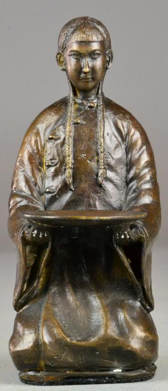 Chinese Bronze Kneeling Figure 17116c