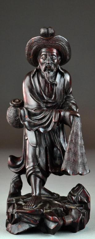 Antique Chinese Wood Carved FigureFinely 17116e