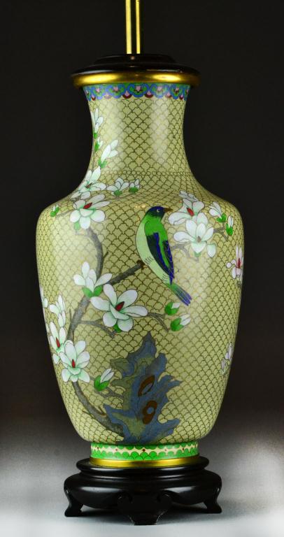 Chinese Cloisonne LampDepicting