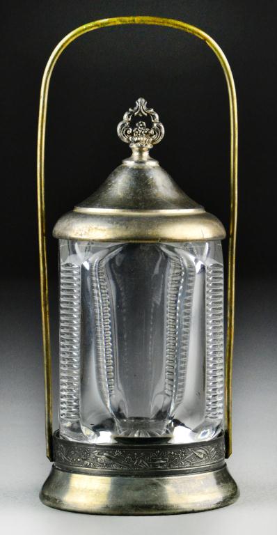 Glass and Silverplate Covered Bisquit 17117e